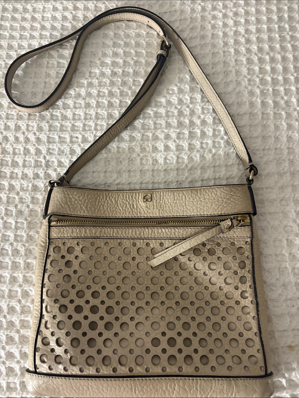 kate spade Beige Perforated Leather Crossbody
